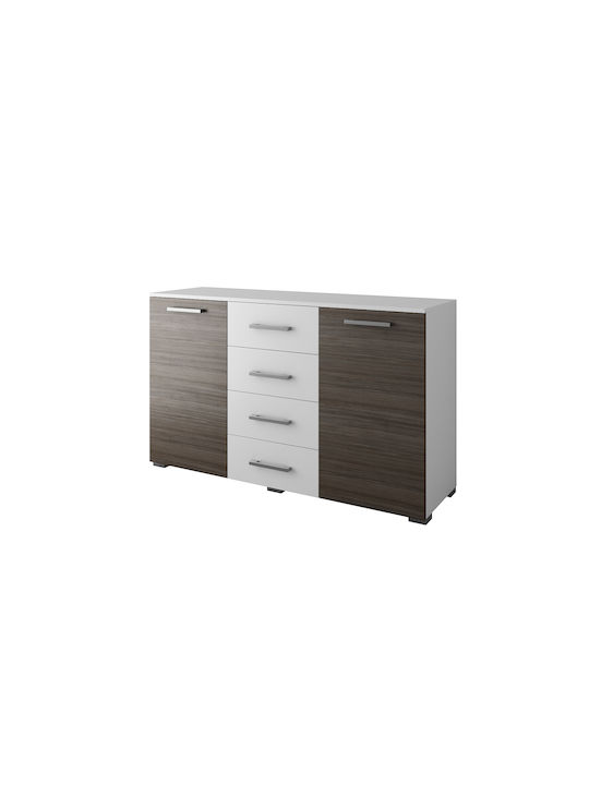 Comoda pentru Dormitor Milada cu 4 sertare Alb/Dakar 134x40x81buc