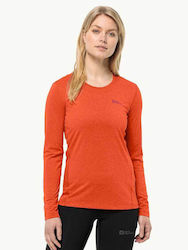 Jack Wolfskin Sky Thermal Γυναικεία Ισοθερμική Μακρυμάνικη Μπλούζα Πορτοκαλί