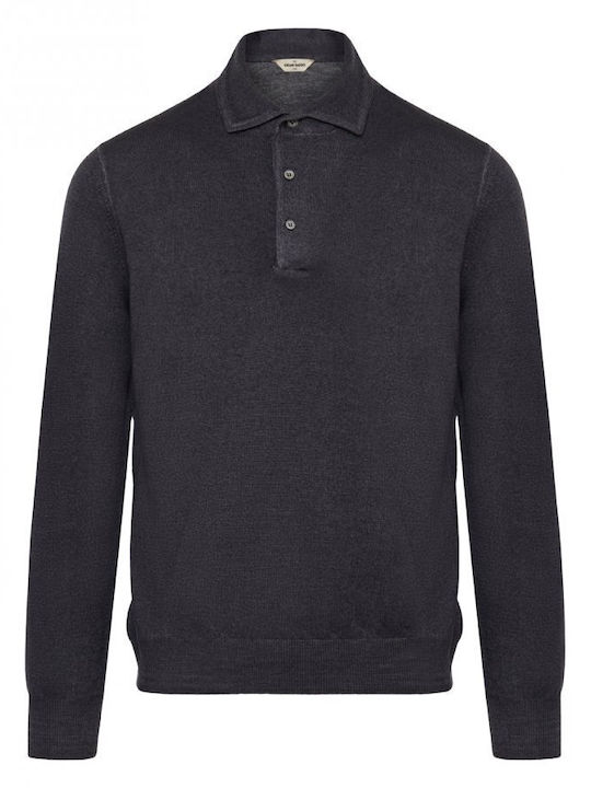 Gran Sasso Men's Long Sleeve Blouse Polo Gray