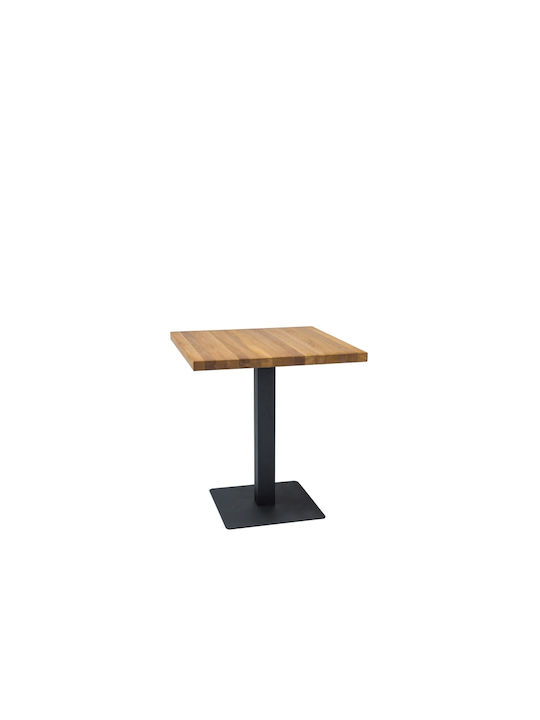 Puro Square Table Bar from Solid Wood Black/Oak 70x70x76cm