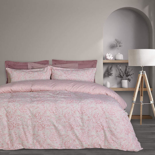 Das Home 9615 Σετ Σεντόνια Μονά 170x260εκ. ΚΡΕΜ, ΡΟΖ (3τμχ)