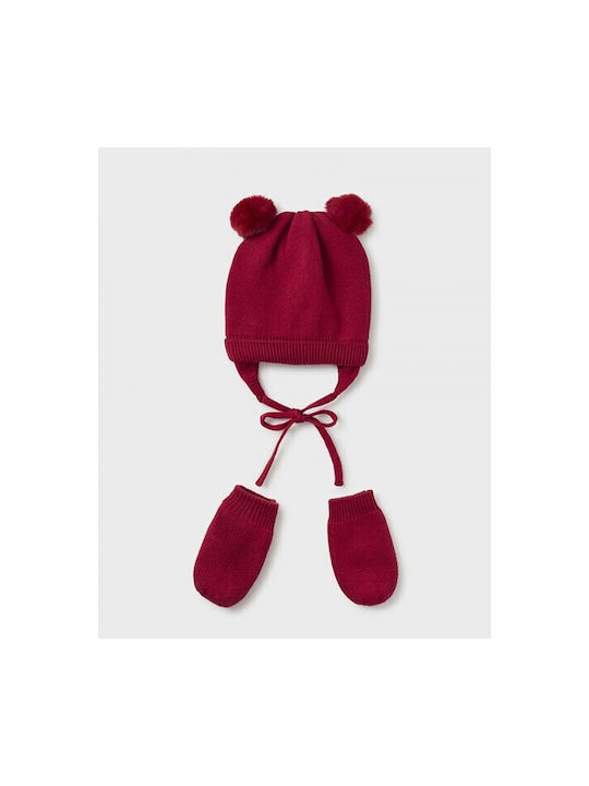 Mayoral Kids Beanie Set with Gloves Knitted Red