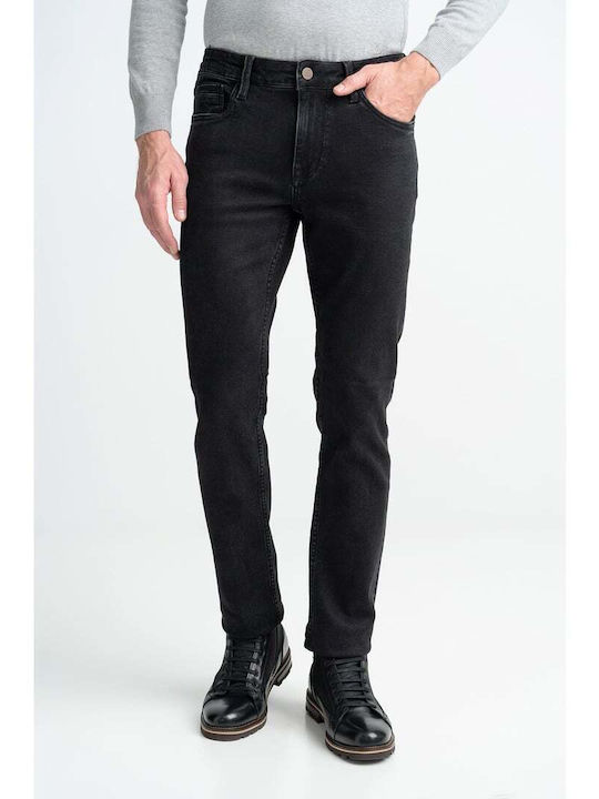 Monte Napoleone Herren Jeanshose in Slim Fit Schwarz