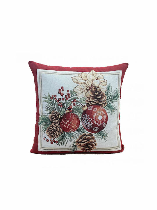 Linea Home Christmas Decorative Square Pillowcase Red 45x45cm
