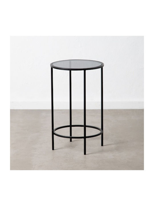 Round Glass Side Table Black L40xW40xH65cm