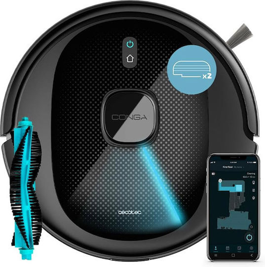 Cecotec Conga 7490 Immortal X-Treme Robot Vacuum Cleaner with Laser Mapping and Suction Power 2600Pa Black