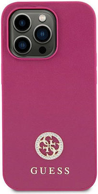 Guess Strass Metal Logo Plastic Back Cover Pink (iPhone 15)