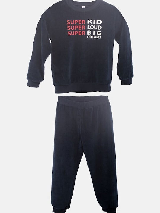 Dreams by Joyce Kids' Pajamas Winter Velvet Navy Blue