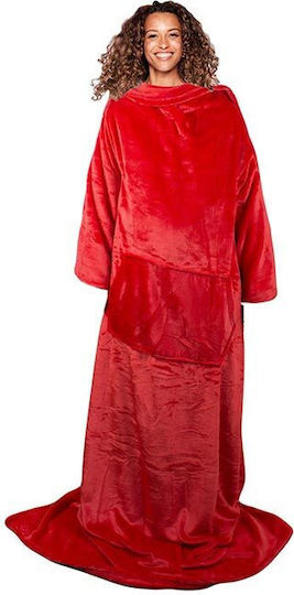 Snuggie Decke Vlies mit Ärmeln 140x200cm Red