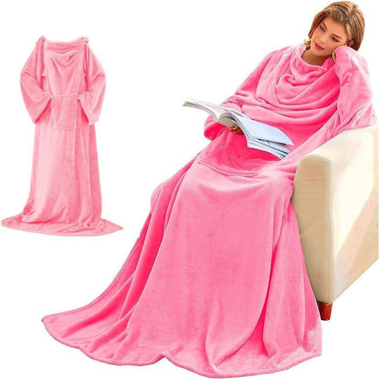 Snuggie Κουβέρτα με Μανίκια 140x200εκ. Ροζ