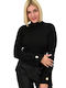 Potre Women's Long Sleeve Sweater Turtleneck Black