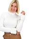 Potre Women's Long Sleeve Sweater Turtleneck White