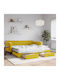 Sofa Bed Single Upholstered with Fabric Yellow with Slats & Mattress 100x200cm
