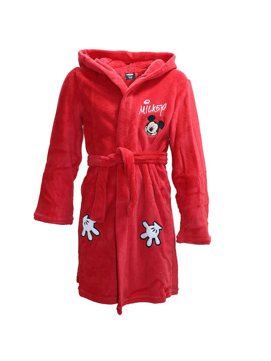 Disney Mickey Mouse Kids Robe Winter Fleece Pyjama Red