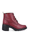 Leather Women's Ankle Boots Burgundy