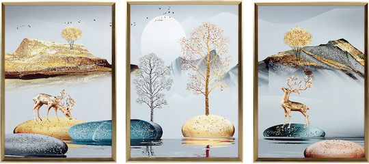 Keskor Τρίπτυχος Πίνακας Ξύλινος 150x70cm