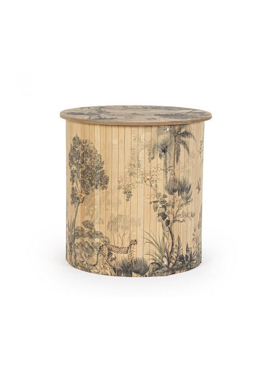 Namika Round Solid Wood Side Table Natural L40xW40xH40cm