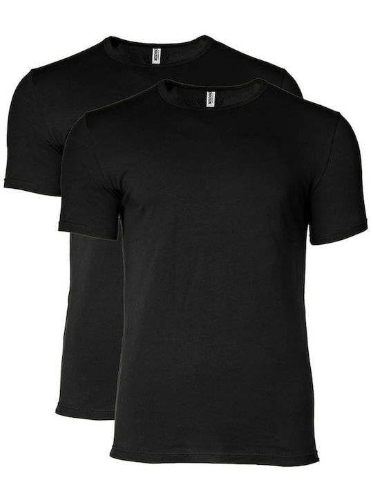 Moschino Men's Short Sleeve Undershirts Black 2Pack