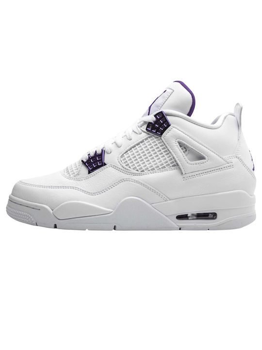 Jordan Air Jordan 4 Retro Мъжки Ботуши White / Metallic Silver / Court Purple