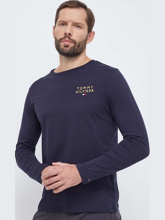 Tommy Hilfiger Χειμερινή Ανδρική Μπλούζα Πιτζάμας Βαμβακερή Navy Μπλε