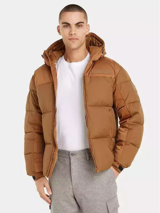 Tommy Hilfiger Herren Winter Jacke Puffer Tabac Braun