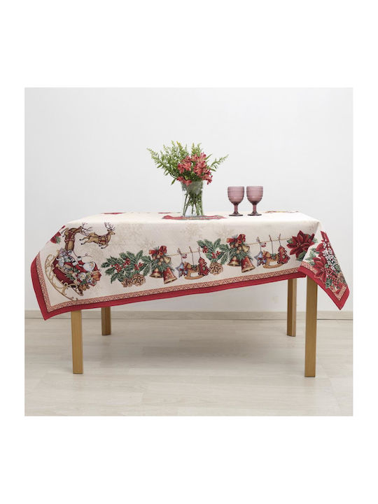 Dimeco Weihnachts- Tischtuch Stoff Rot B180xL140cm. 1Stück