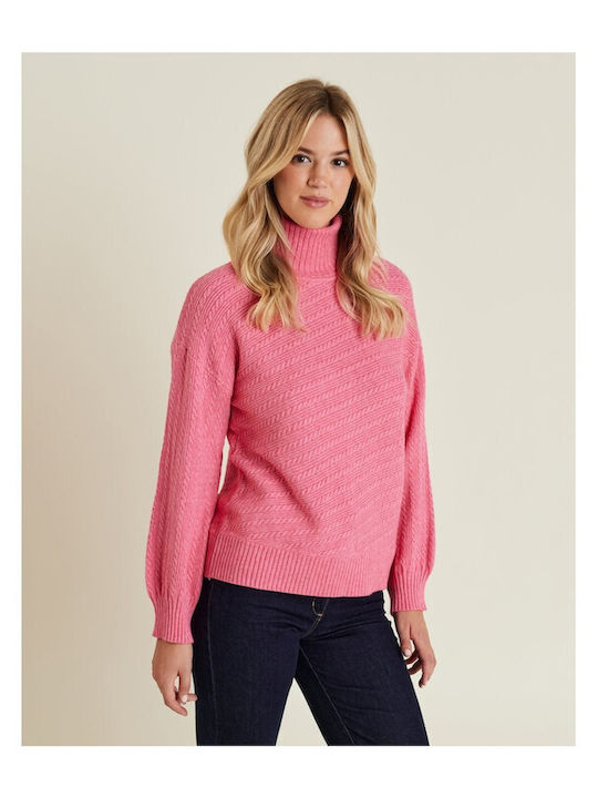 Forel Women's Long Sleeve Sweater Turtleneck Pink