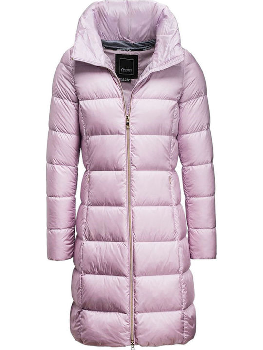 Lang Damen Puffer Jacke für Winter Lila