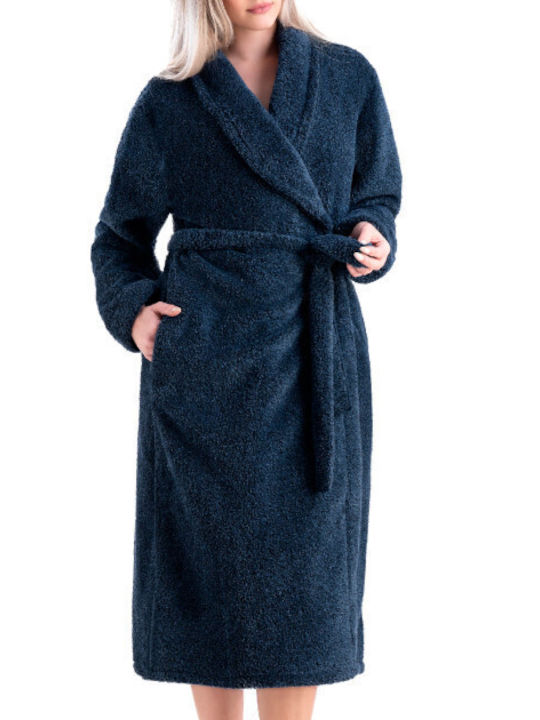 Relax Lingerie Winter Women's Fleece Robe Blue