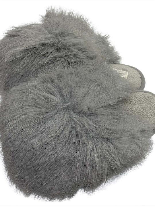 Ustyle Women's Slippers with Fur Gray