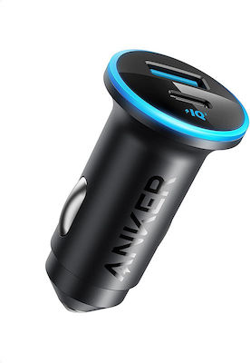 Anker Încărcător Auto Negru cu Porturi: 1xUSB 1xType-C