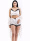 Lafagot Winter Damen Robe mit Pyjama Weiß