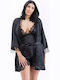 Lafagot Winter Damen Robe mit Pyjama Schwarz
