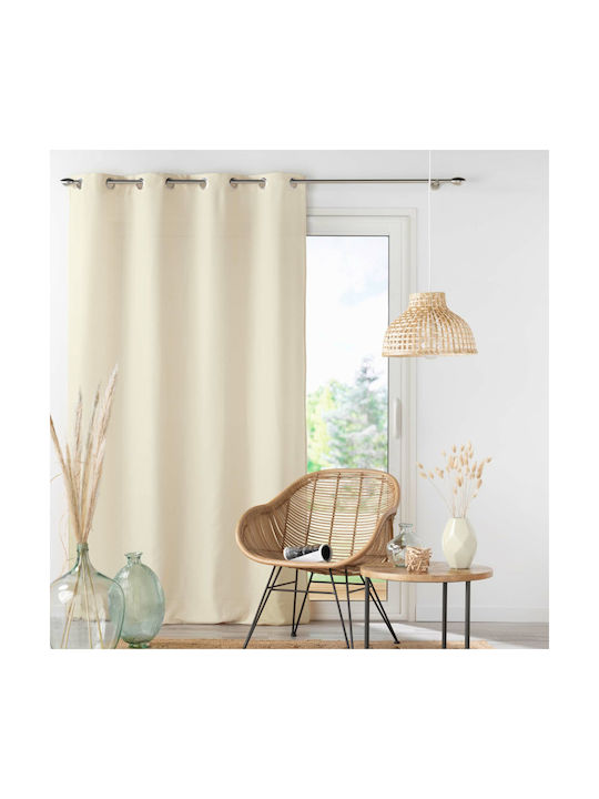 PanOikos Κουρτίνα με Τρουκς Livia Εκρού 140x260εκ.