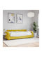 Sofa Bed Single Upholstered with Fabric Yellow with Slats & Mattress 80x200cm