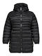 Only Women's Long Puffer Jacket for Winter with Hood Black