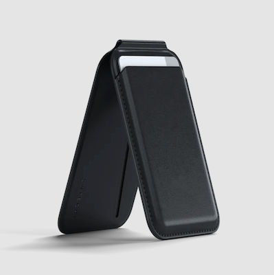 Satechi Vegan-Leather Magnetic Wallet Desk Stand for Mobile Phone in Black Colour