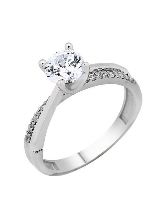 Xrisokosmima Single Stone from White Gold 14K