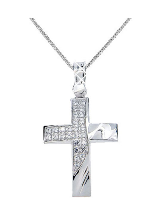 Damen Weißgold Kreuz 14K mit Kette