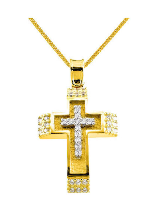 Damen Gold Kreuz 14K mit Kette