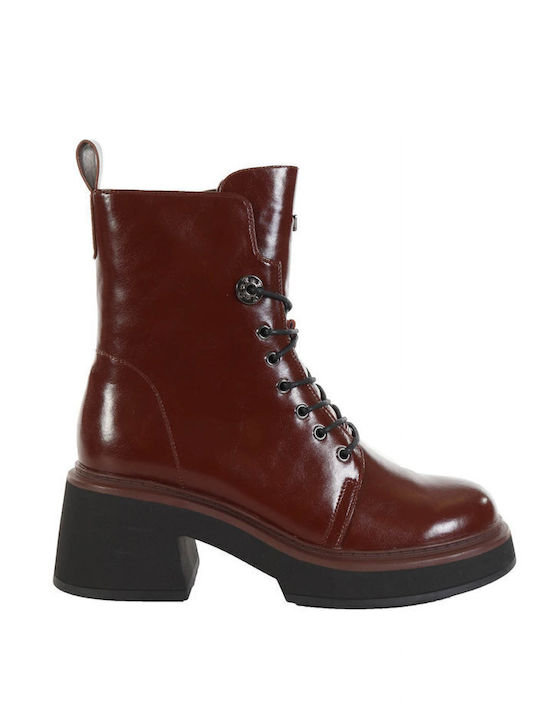 19V69 Leather Women's Ankle Boots with Medium H...
