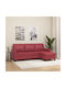 Living Room Furniture Set 3-seater & Stool Red