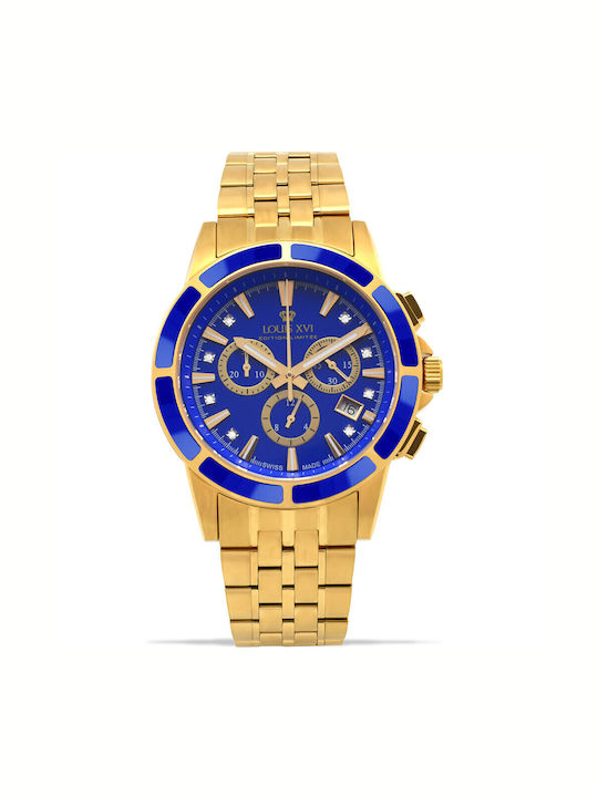 Louis XVI Men's Watch 43mm Chronograph Battery with Gold Metal Bracelet
