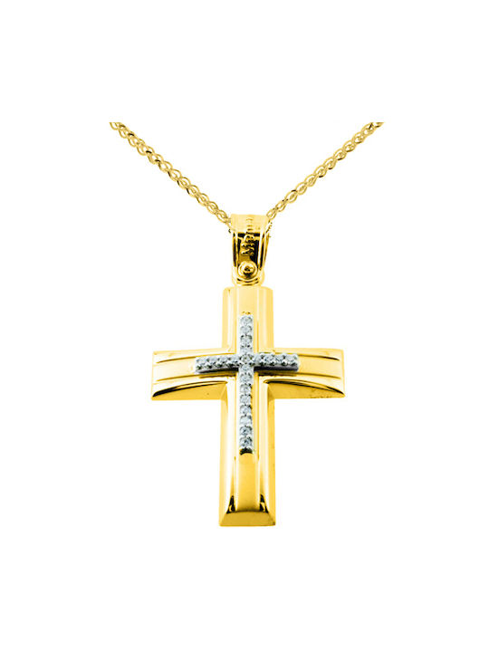 Damen Gold Kreuz 14K mit Kette