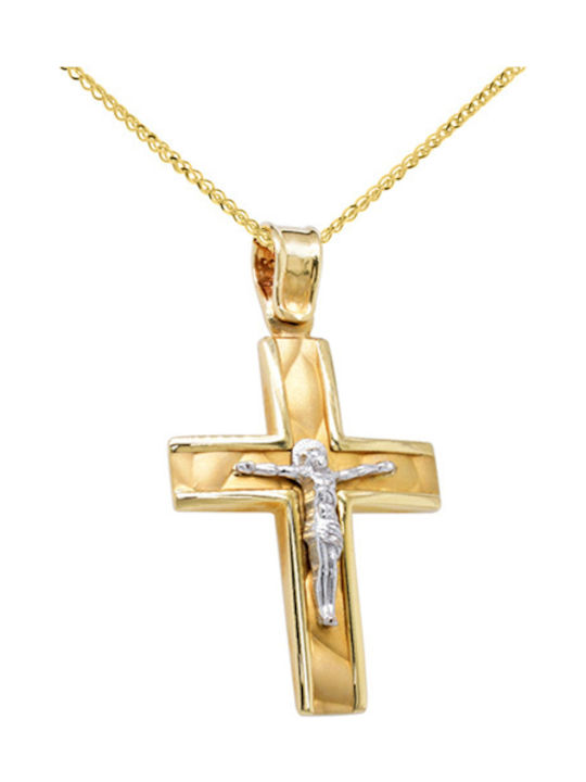 Herren Gold Kreuz 14K mit Kette