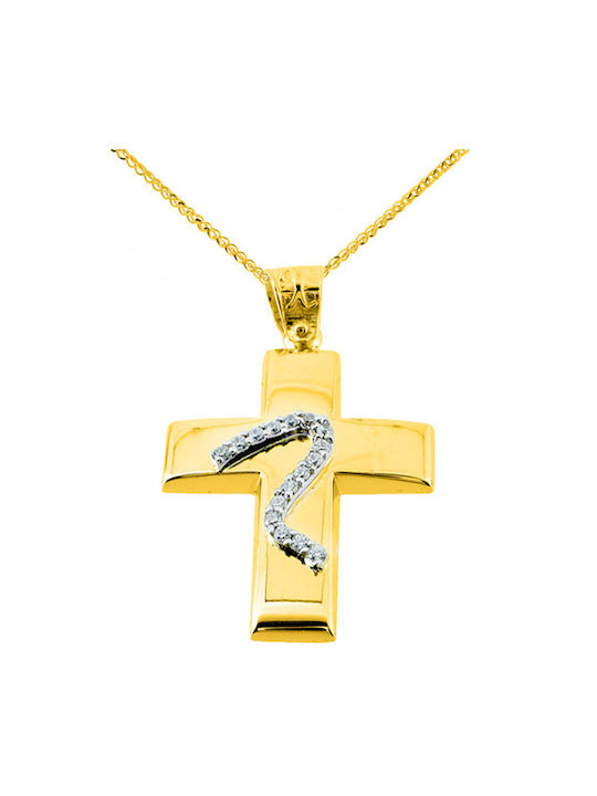 Damen Gold Kreuz 14K mit Kette