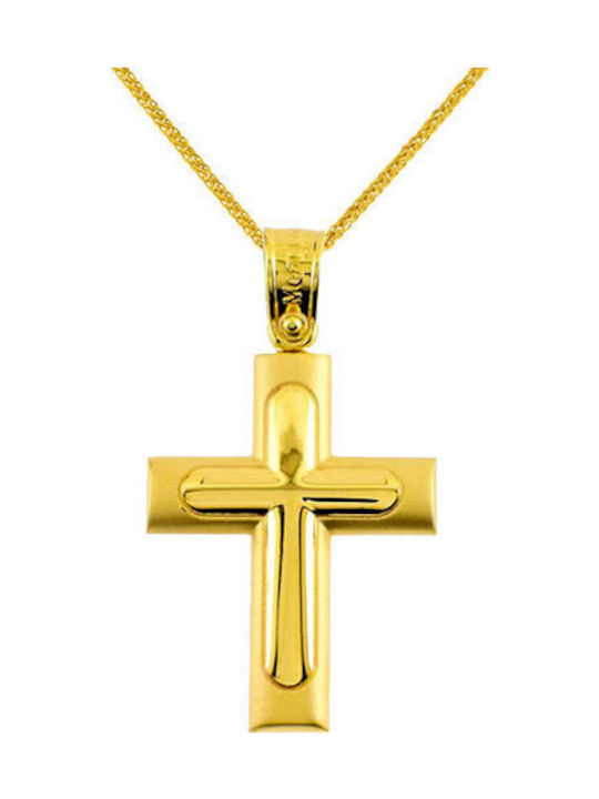 Herren Gold Kreuz 14K mit Kette