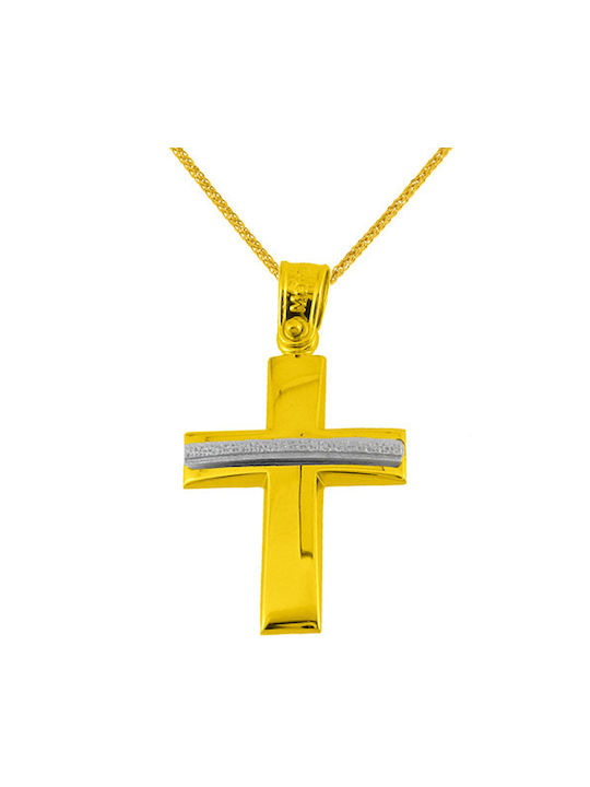 Herren Gold Kreuz 14K mit Kette