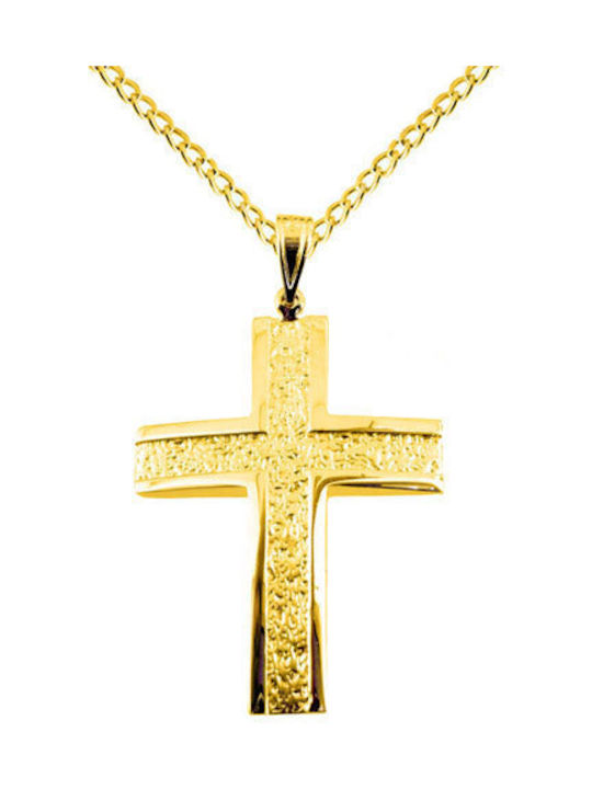 Herren Gold Kreuz 14K mit Kette