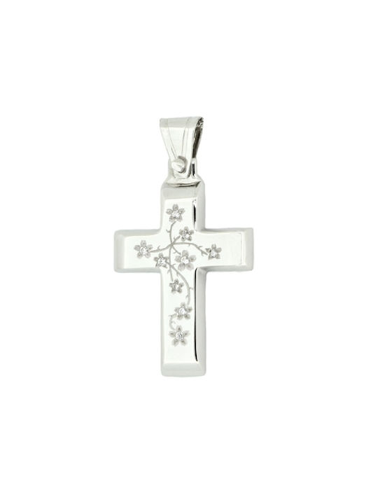 Damen Weißgold Kreuz 14K